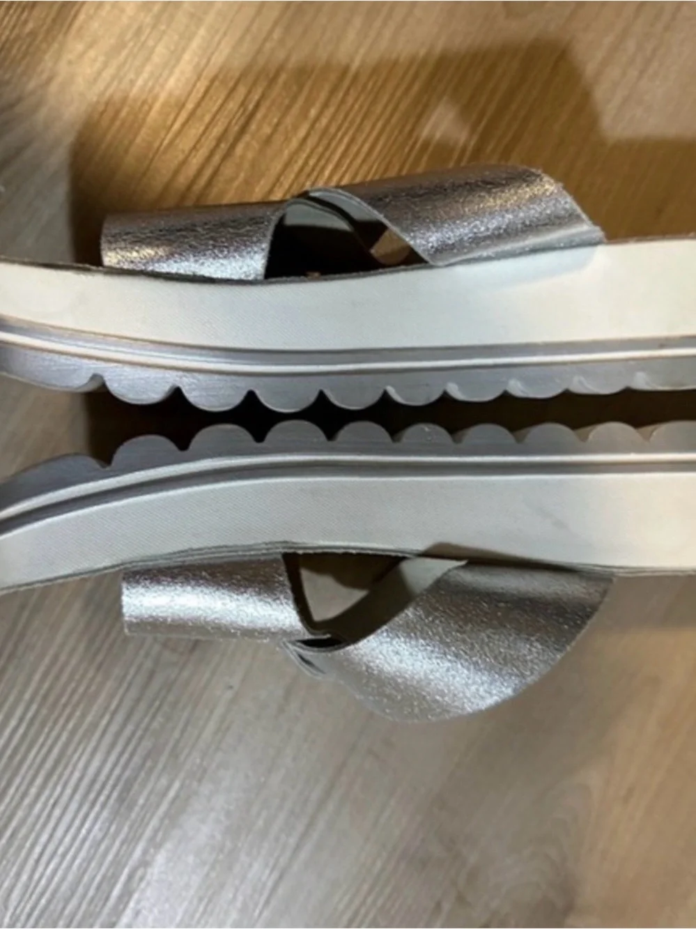 FANTASY SANDALS Silver Metallic Platform Slide Sandals Women EU 41 US 10 Comfort